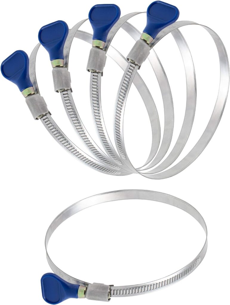 5 Inch to 6 Thumb Screw Key Adjustable 304 Stainless Steel Hose Clamps, Pipe Clamp, Worm Gear Clamps, Dryer Vent Clamp, Dust Collection, Automotive, RV Clamp (5 to 6 Hose Clamp 5 Pack)